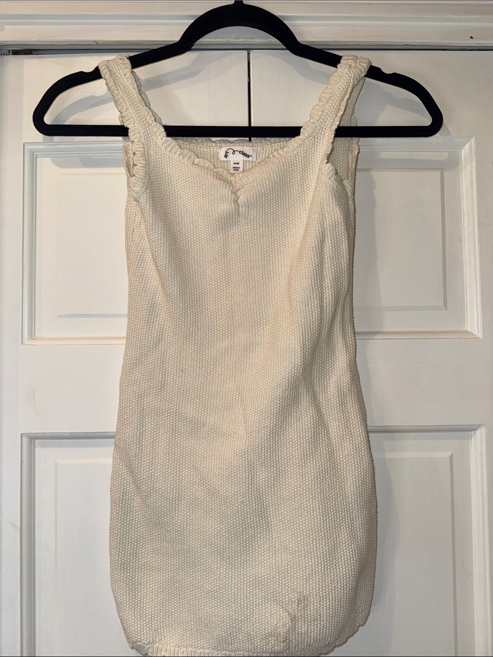 art class Cream Textured Knit Tank with Ruffle Straps